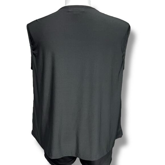 Harper 241 Womens Blouse Shirt Top Drape Neck Chain Accent Stretch Black 2X - Picture 3 of 10